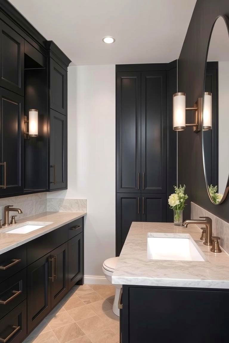 Incorporating Black Cabinets with Natural Stone - 24 bathroom with black cabinets ideas