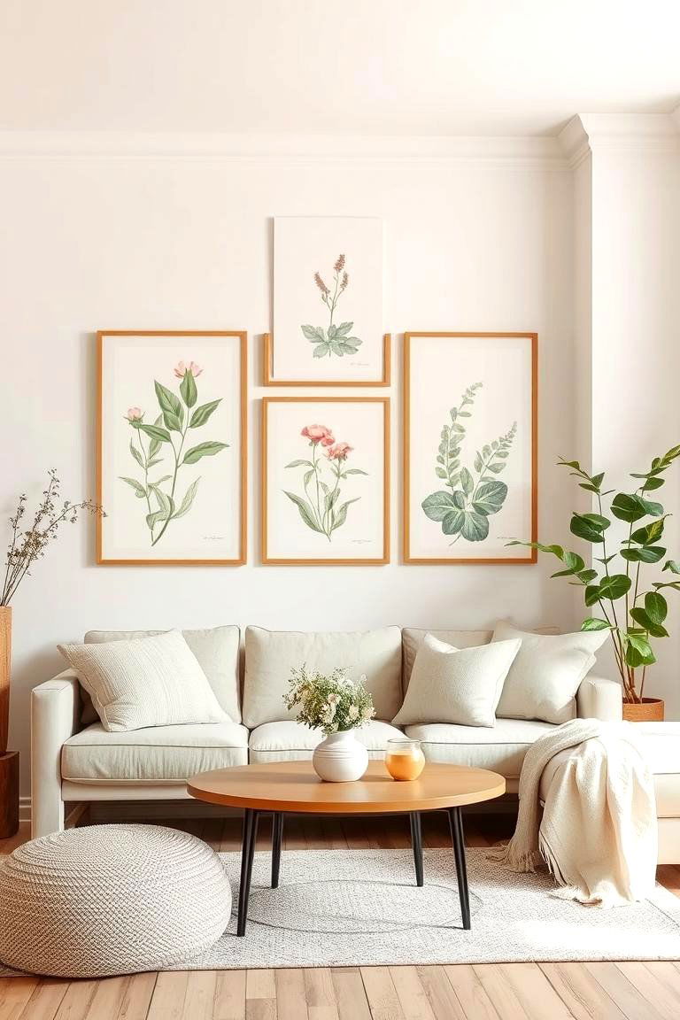 Incorporating Botanical Prints - 24 Shabby-chic Style Living Room Ideas