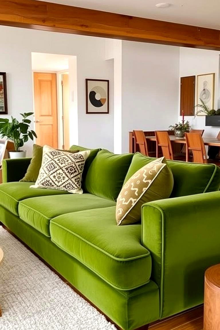 Incorporating Forest Green Throw Pillows - 24 Forest Green Living Room Ideas