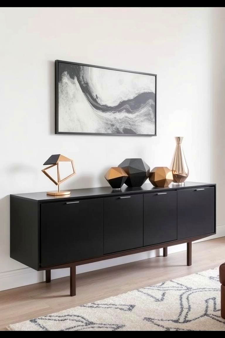 Incorporating Geometric Shapes for Modern Flair - 24 Sideboard Decor Ideas
