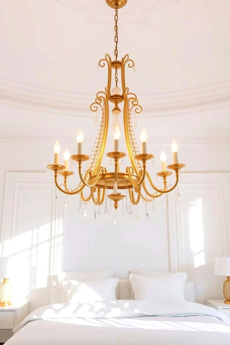 Incorporating Gold Through Decorative Lighting Fixtures - 24 White and Gold Bedroom Ideas