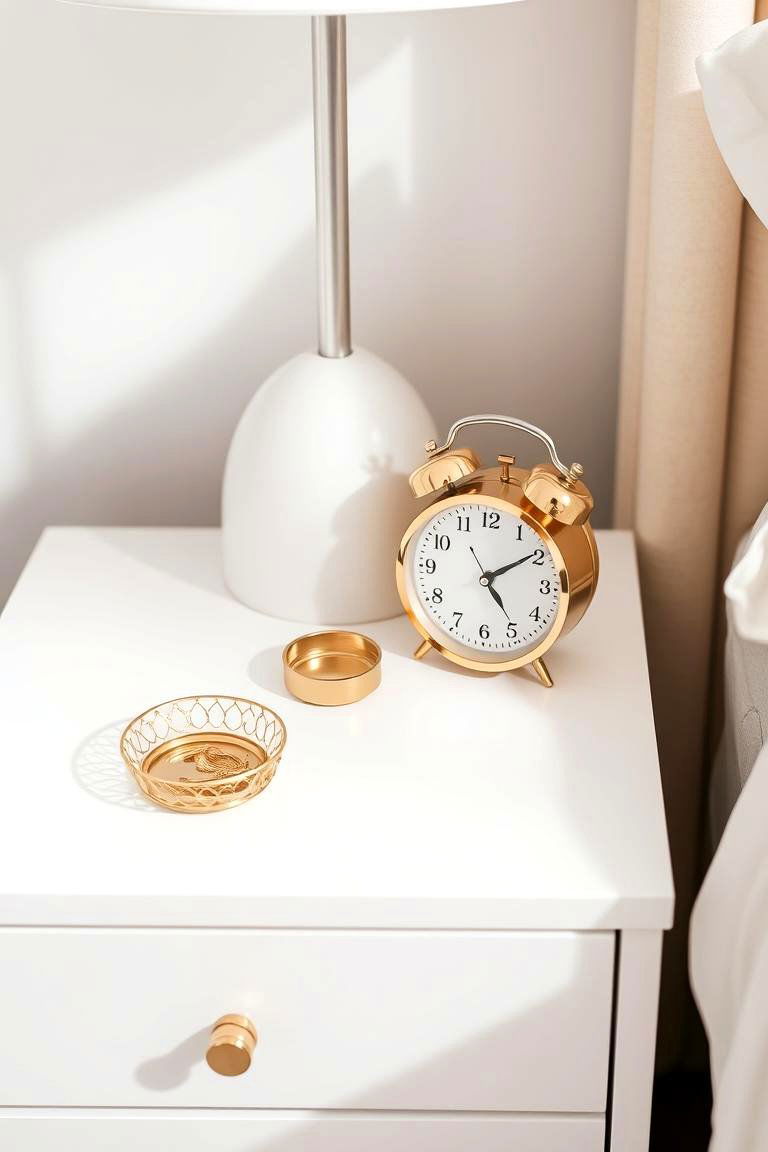 Incorporating Gold Through Small Trinkets and Accessories - 24 White and Gold Bedroom Ideas