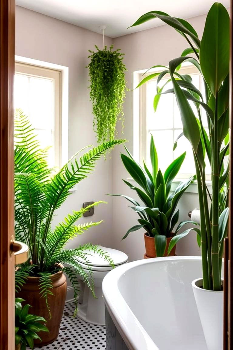 Incorporating Indoor Plants - 24 Zen Bathroom Ideas