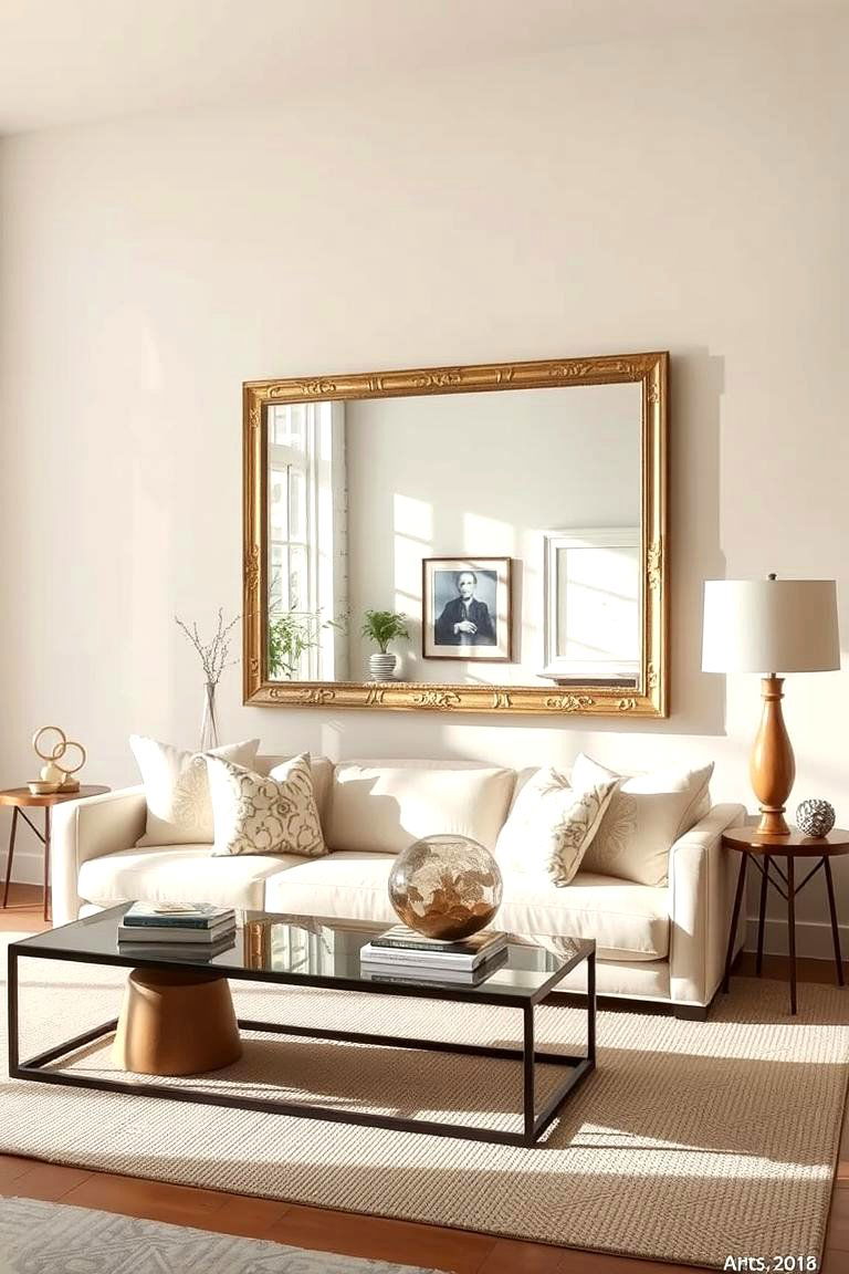 Incorporating Mirrored Elements - 24 Greige Living Room Ideas