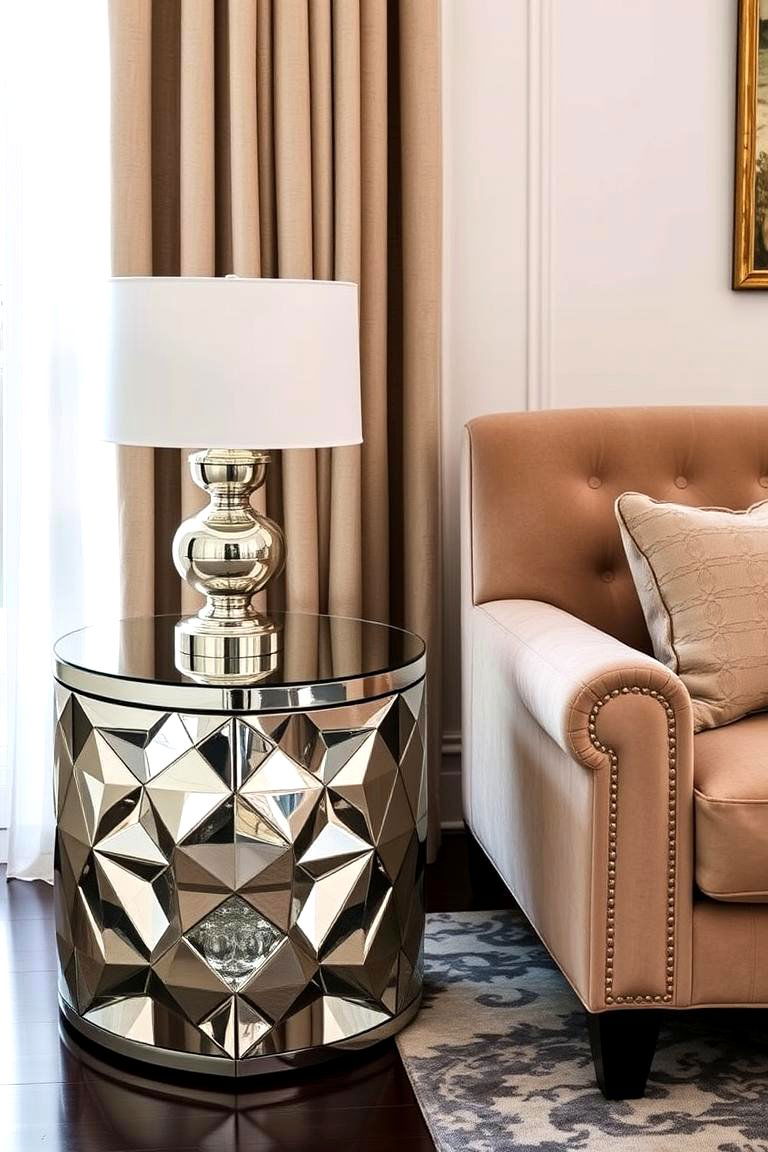 Incorporating Mirrored Furniture - 24 Living Room Mirror Ideas