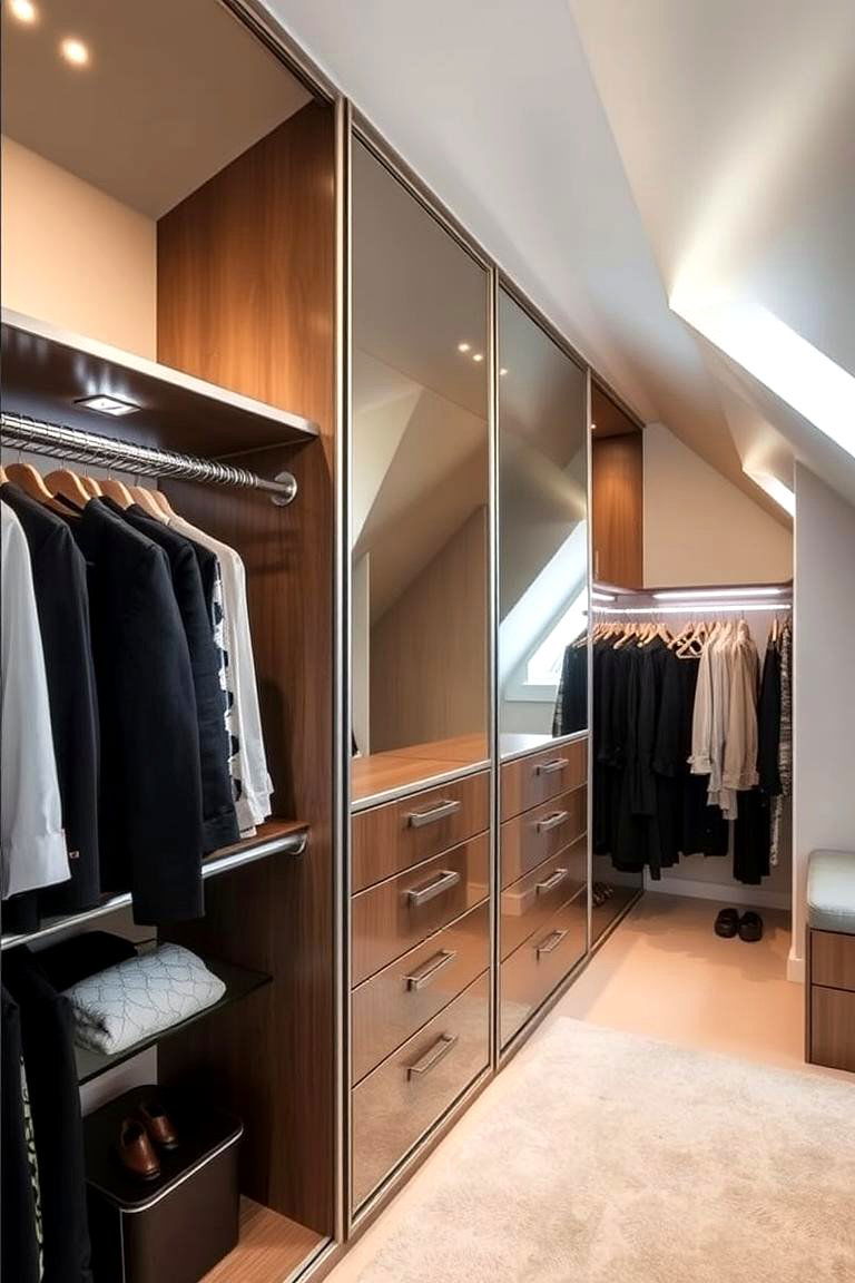 Incorporating Mirrors for Depth - 24 Sloped Ceiling Closet Ideas