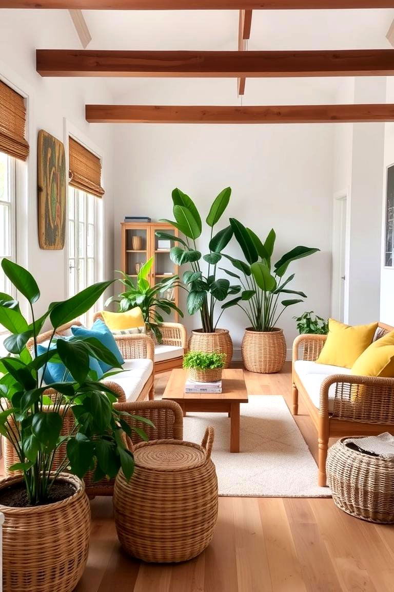 Incorporating Natural Elements with Yellow and Blue - 24 Yellow and Blue Living Room Ideas