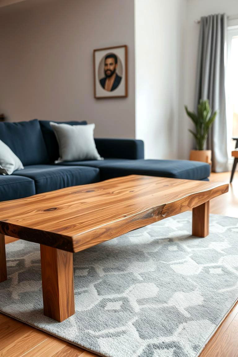 Incorporating Natural Wood Tones - 24 Navy Blue and Grey Living Room Ideas