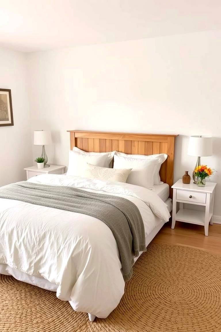 Incorporating Natural Wood Tones - 24 White and Cream Bedroom Ideas
