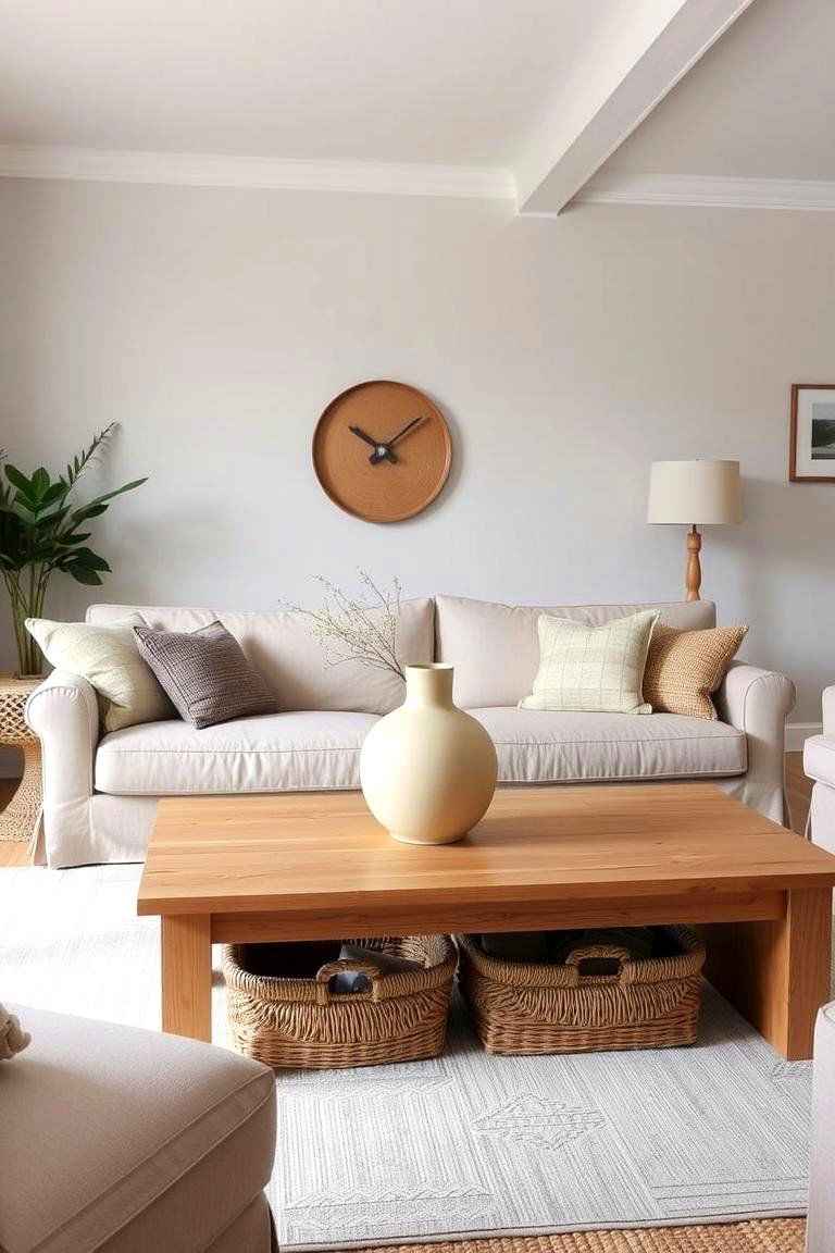 Incorporating Natural Wood Tones - 24 Grey and Cream Living Room Ideas