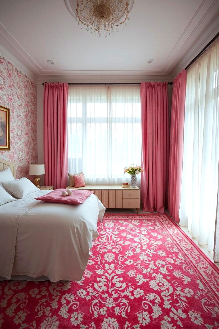 Incorporating Pink and White Patterns - 24 Pink and White Bedroom Ideas