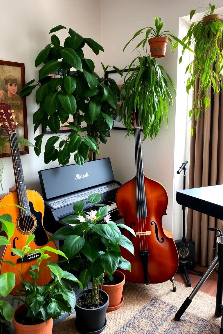 Incorporating Plants and Greenery - 24 Music Room Ideas