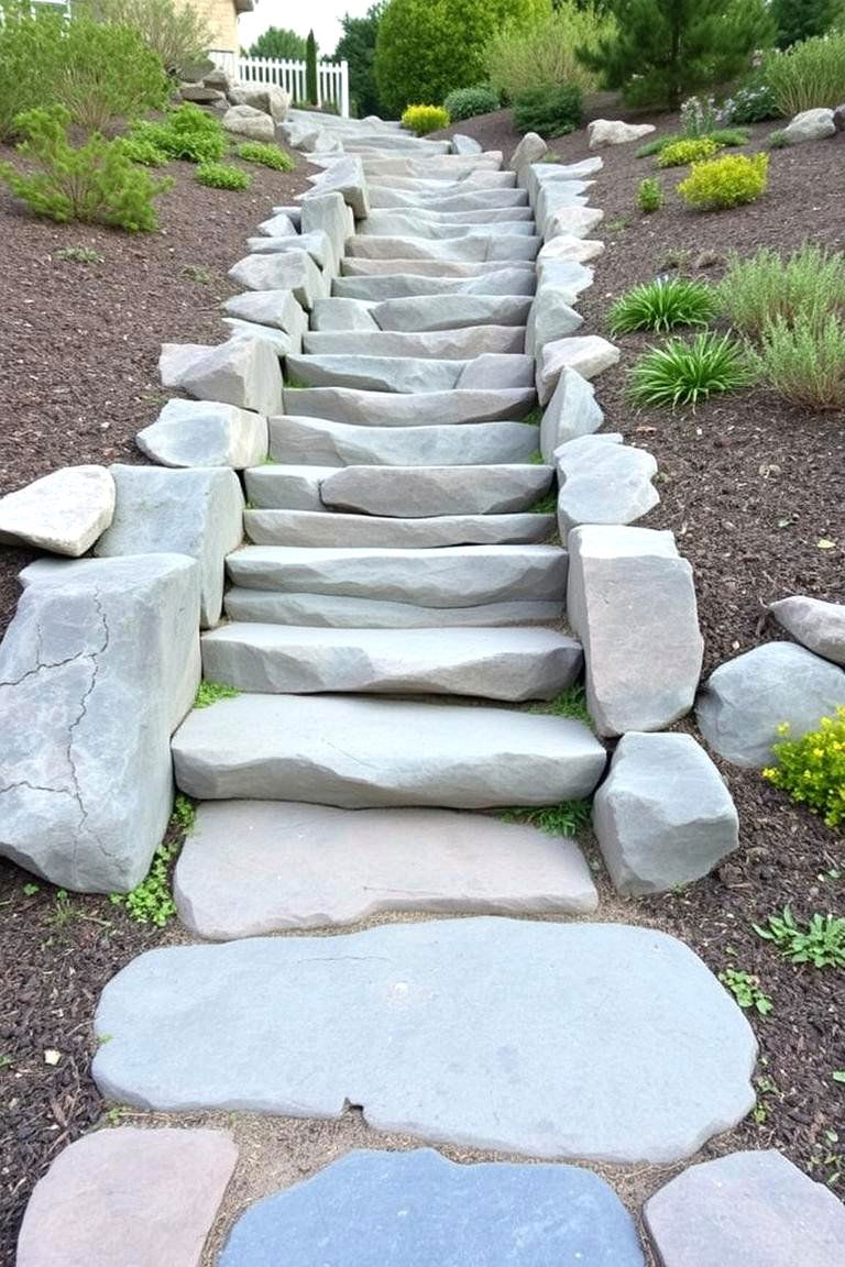 Incorporating Rock Steps into Slopes - 24 Rock Landscaping Ideas