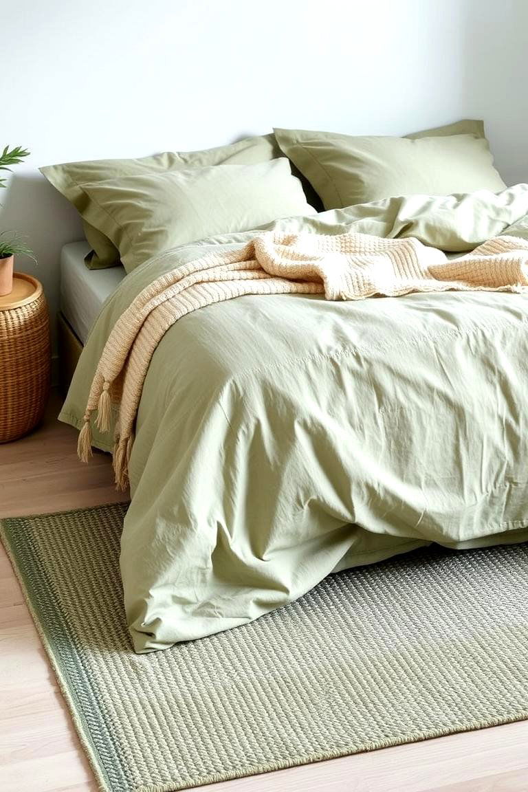Incorporating Sage Green Textiles with Texture - 24 Sage Green Bedroom Ideas