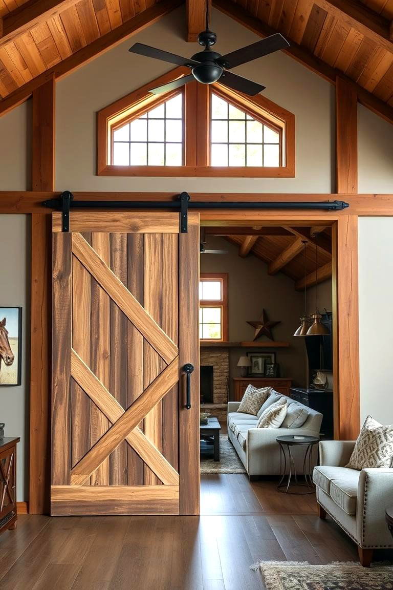 Incorporating Sliding Barn Doors - 24 Rustic Barndominium Interior Design Ideas