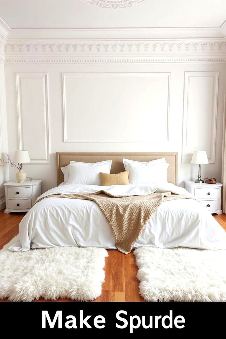Incorporating Soft Rugs for Comfort - 24 White and Cream Bedroom Ideas
