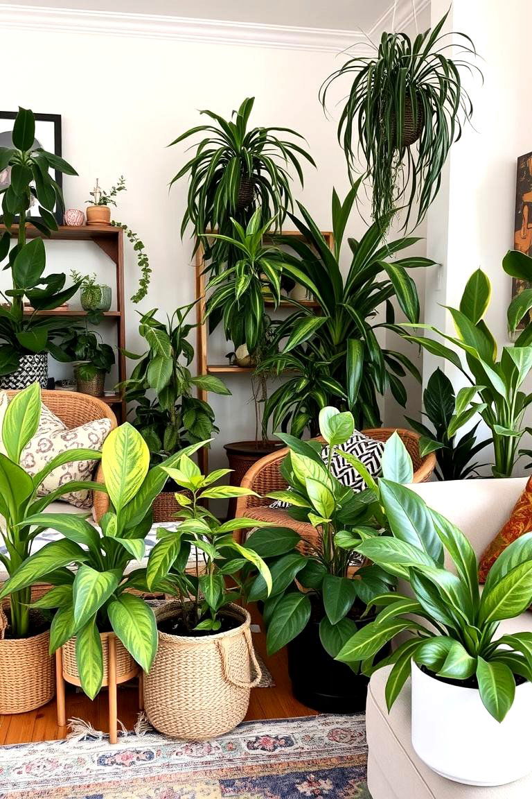 Incorporating Yellow Through Indoor Plants - 24 Yellow Living Room Ideas