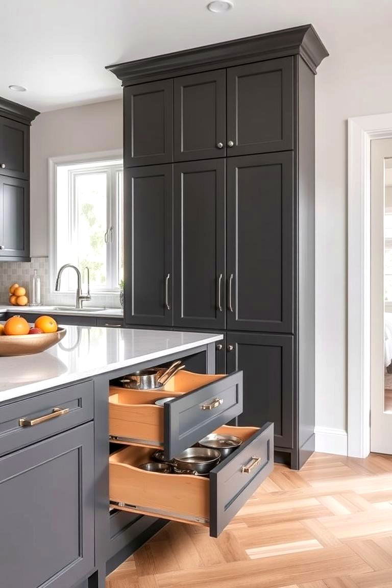 Incorporating a Kitchen Island with Storage - 24 Pots and Pans Storage Ideas