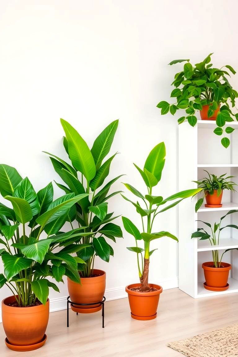 Incorporating the Freshness of Indoor Plants - 24 Neutral Living Room Ideas