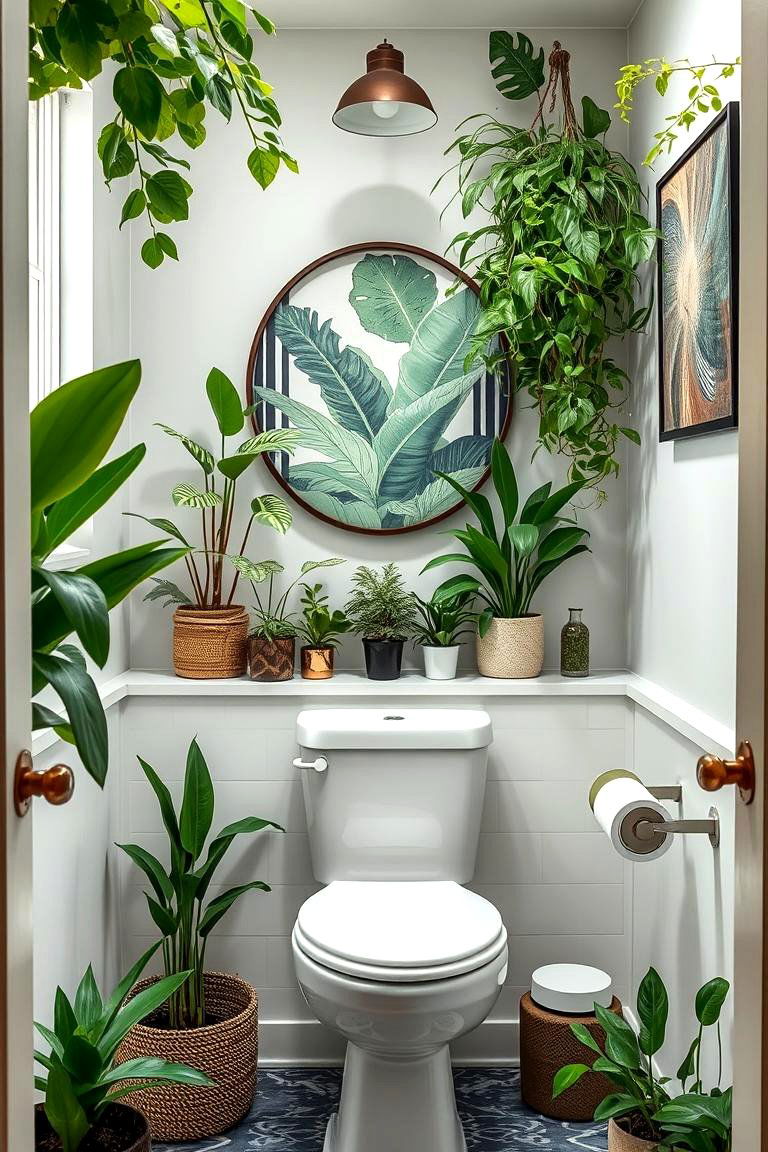 Indoor Botanical Oasis - 24 Green Powder Room Ideas