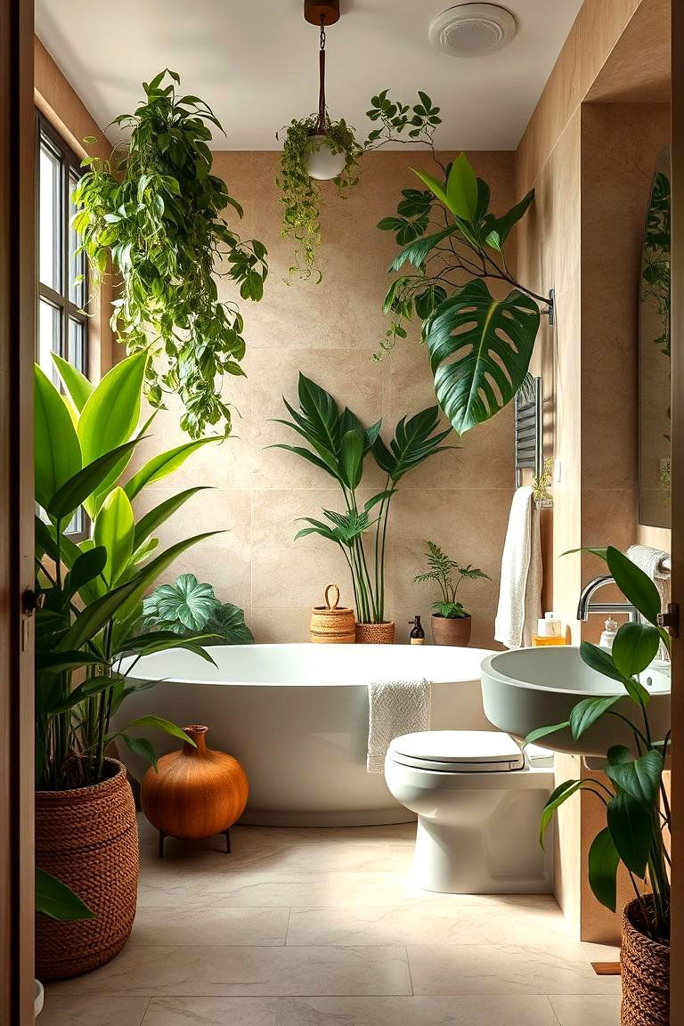 Indoor Botanical Oasis - 24 Beige Bathroom Ideas