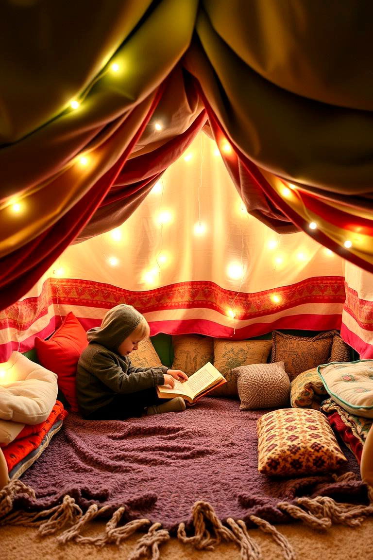 Indoor Fort Reading Adventure - 24 kids reading nook ideas