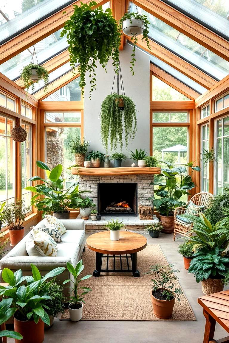 Indoor Gardening and Natural Elements - 24 Sunroom With Fireplace
