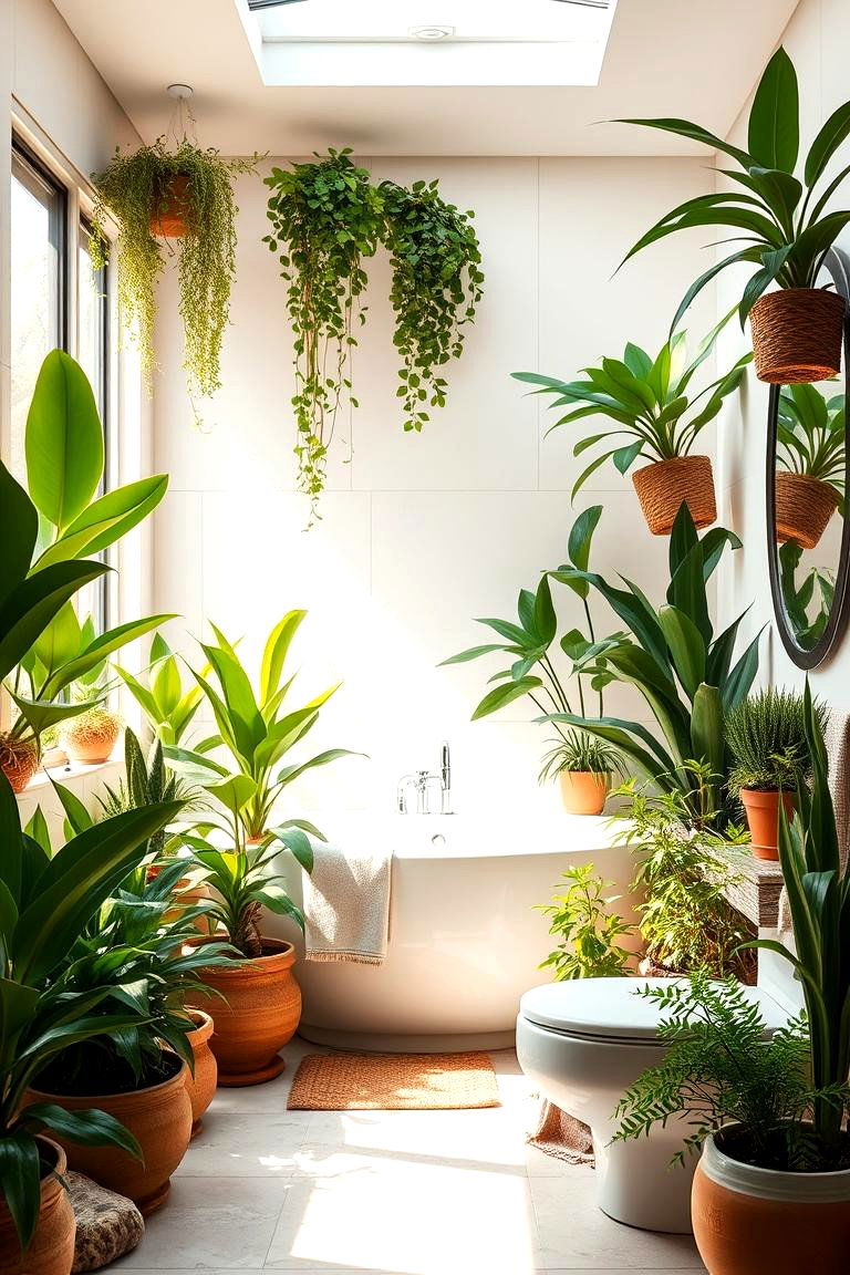 Indoor Greenery and Natural Elements - 24 Cozy Bathroom Ideas