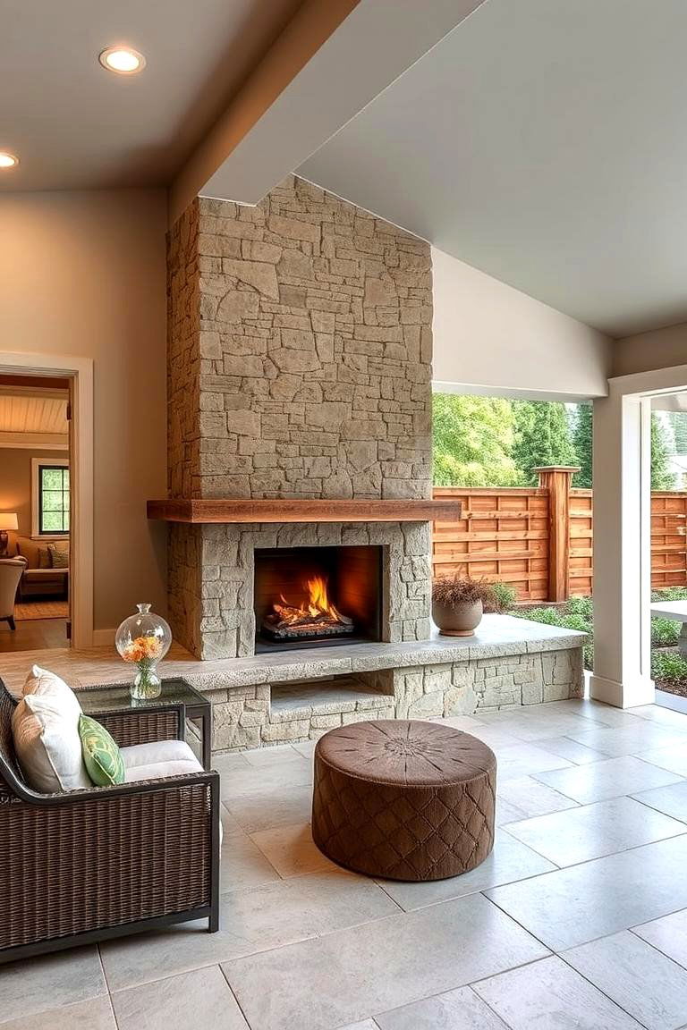 Indoor Outdoor Fusion Built in Fireplace - 24 Fireplace Built-in Ideas