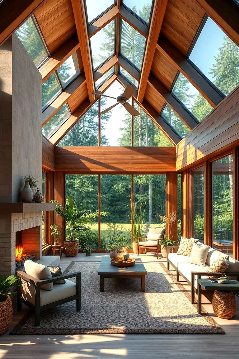 Indoor Outdoor Fusion Sunroom - 24 Sunroom With Fireplace Ideas