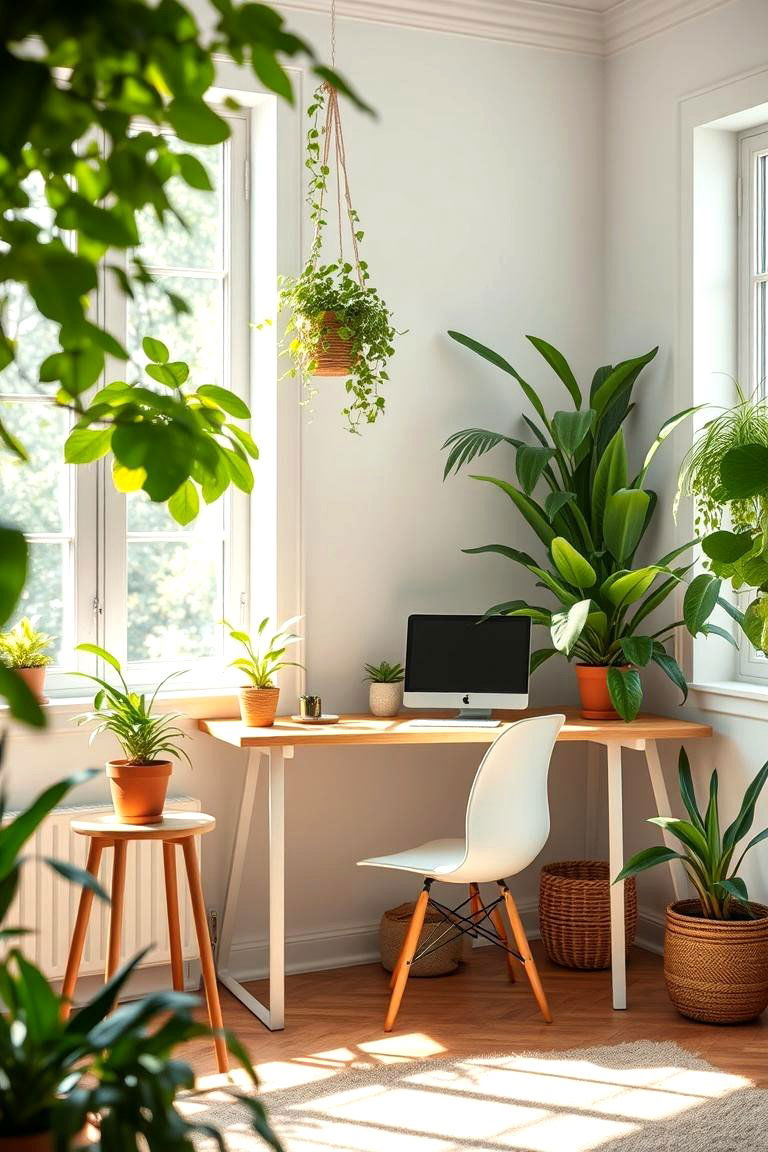 Indoor Plant Decor - 24 Green Home Office Ideas