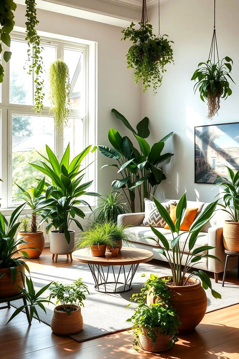 Indoor Plant Integration - 24 Scandinavian Living Room Ideas