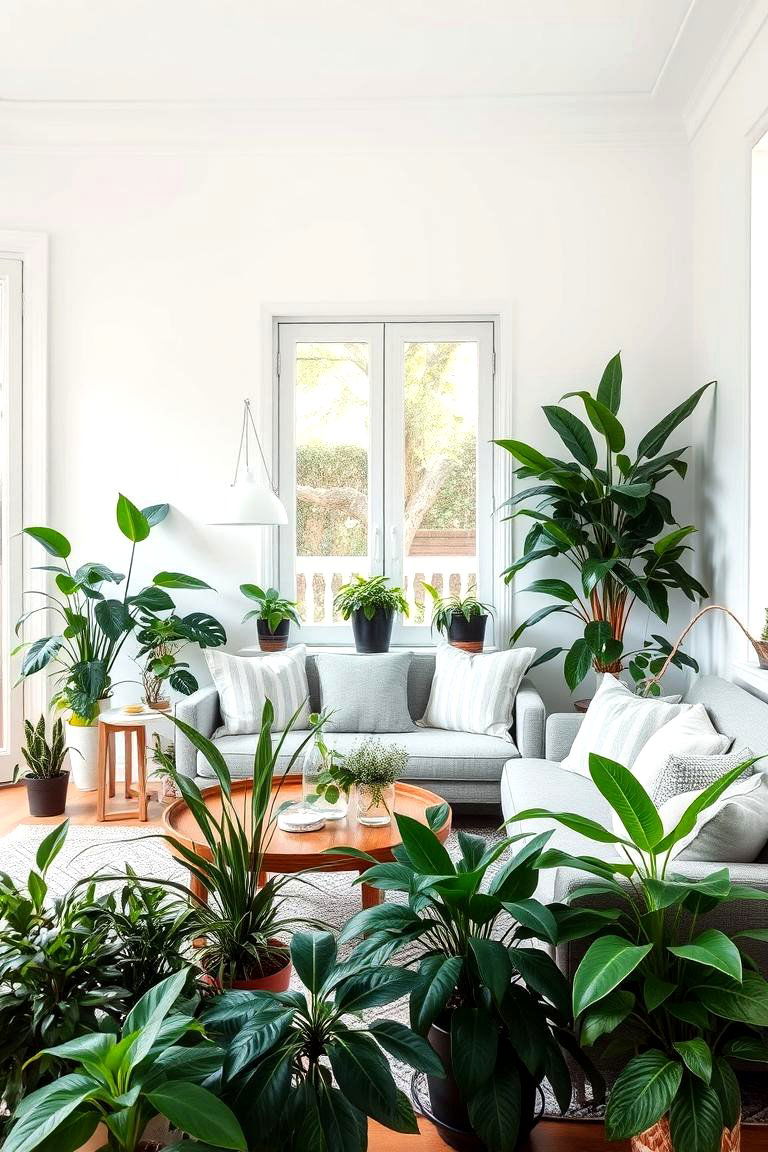Indoor Plants Flourish - 24 Grey and White Living Room Ideas