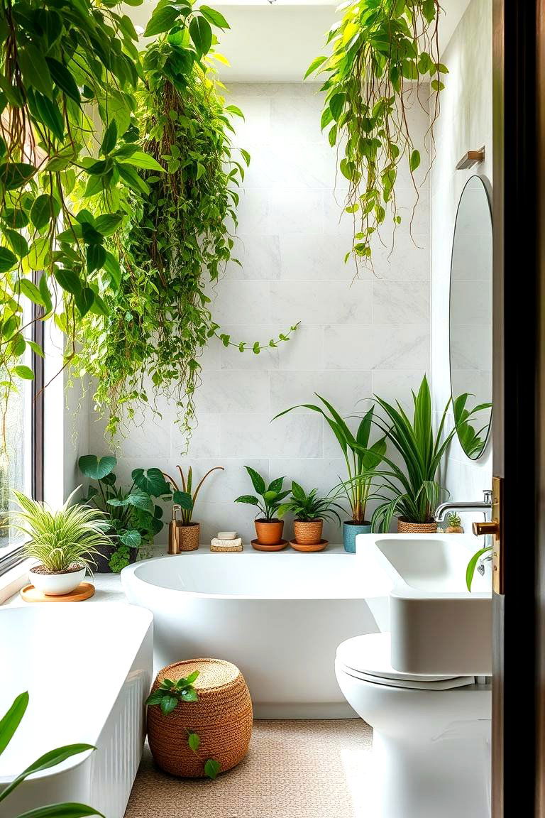 Indoor Plants Oasis - 24 Spa Like Bathroom Ideas