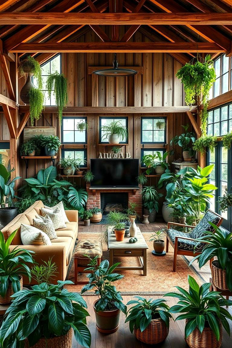 Indoor Plants and Greenery - 24 Rustic Barndominium Interior Design Ideas