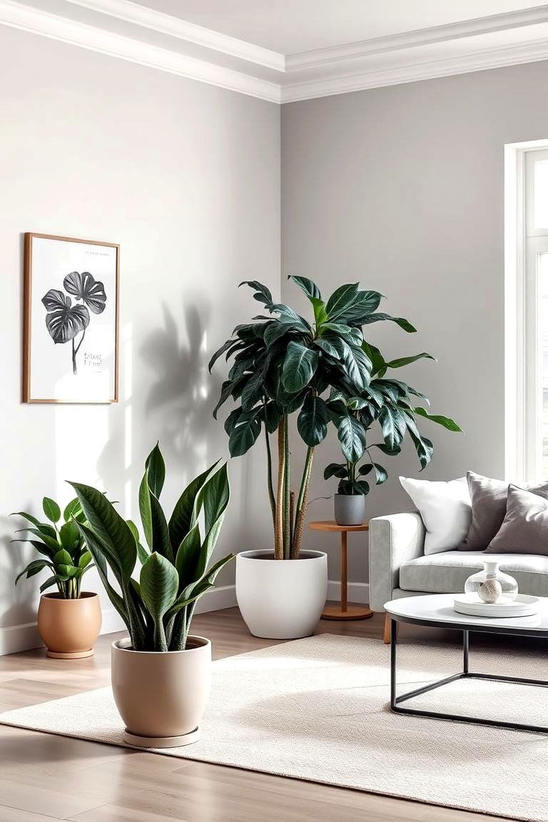 Indoor Plants for a Touch of Greenery - 24 Grey and Cream Living Room Ideas