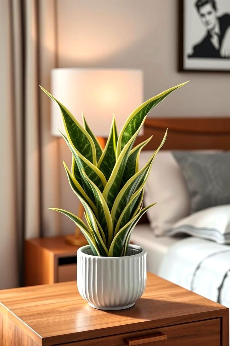 Indoor Plants in Ceramic Planters - 24 Midcentury Modern Bedroom Decorating Ideas