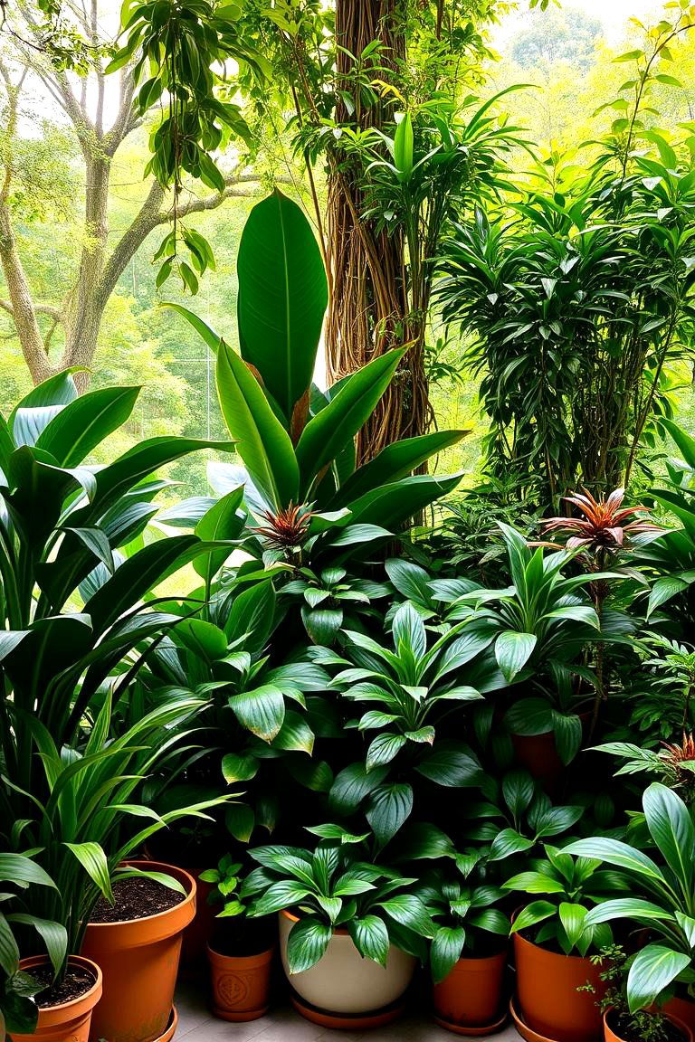 Indoor Plants with Forest Green Touches - 24 Forest Green Living Room Ideas
