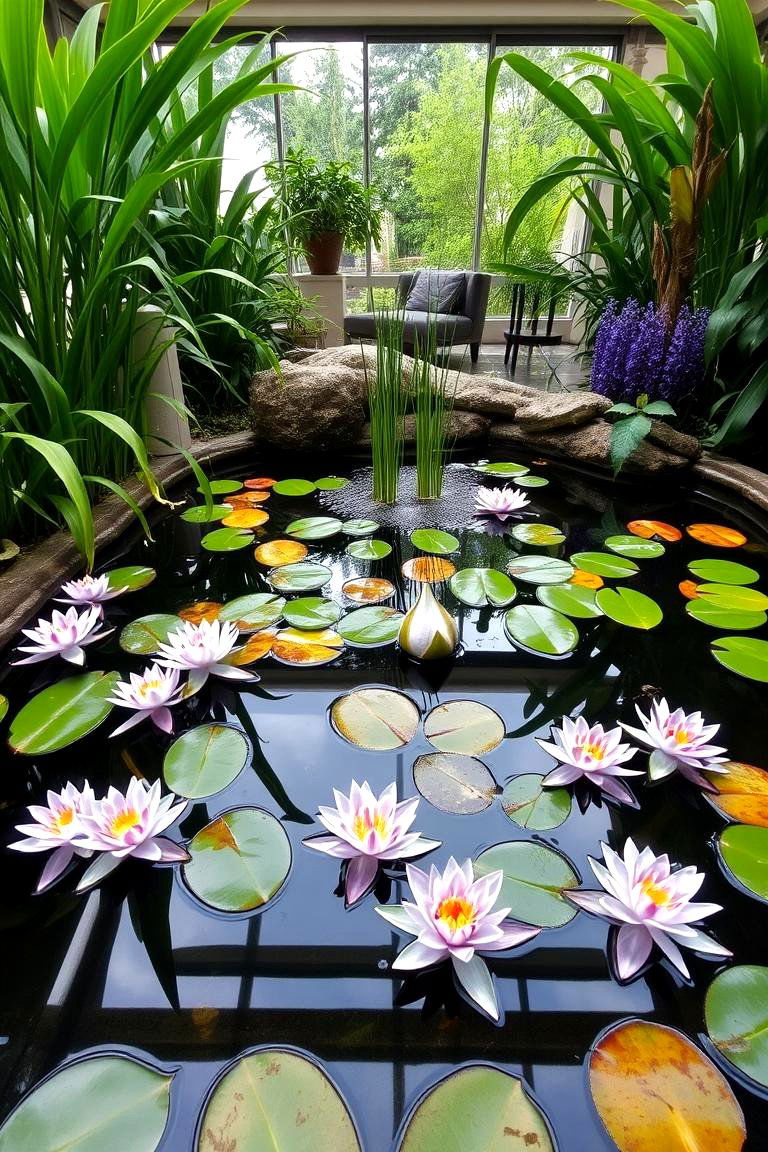 Indoor Pond with Plants - 24 Indoor Garden Ideas