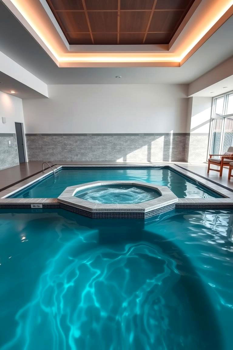Indoor Pool with Integrated Hot Tub - 24 Indoor Pool Ideas