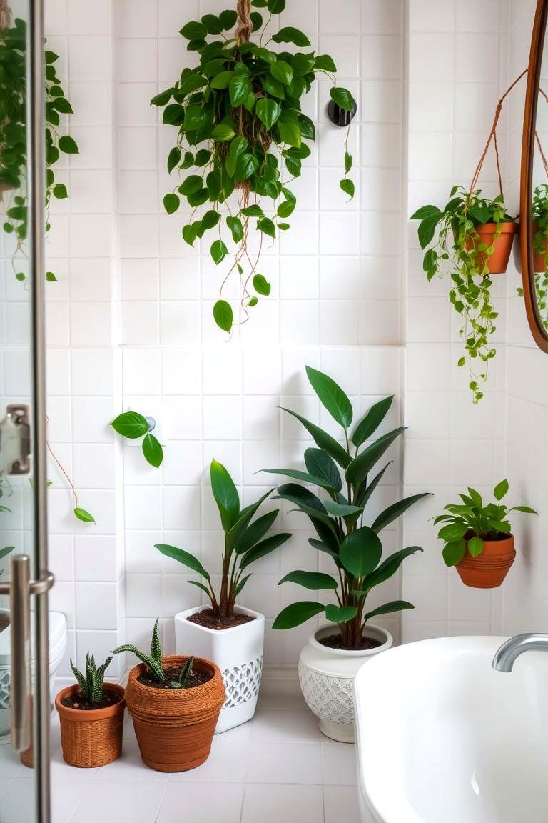 Indoor Potted Plants - 24 Earthy Bathroom Ideas