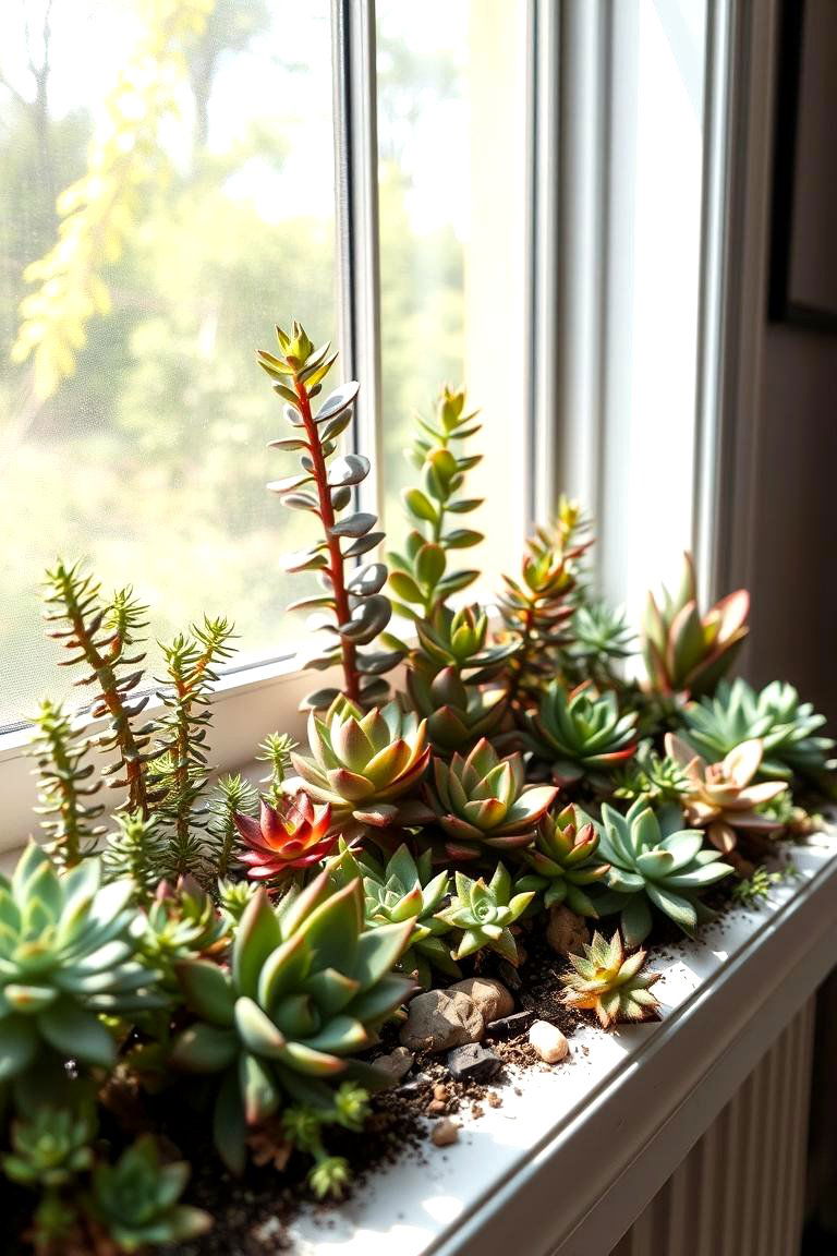 Indoor Window Sill Succulent Garden - 24 Succulent Garden Ideas