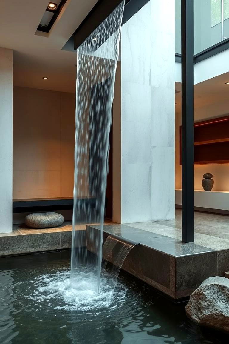 Indoor Zen Waterfall - 24 Pondless Waterfall Design Ideas