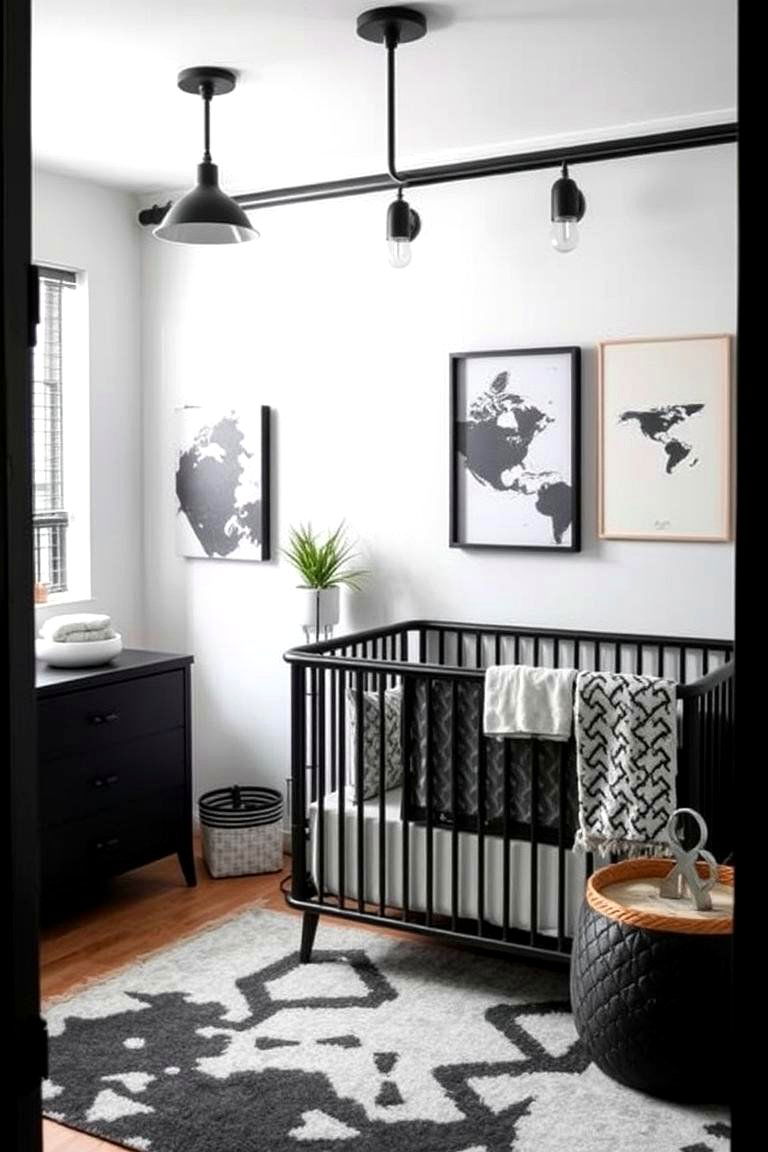 Industrial Black Accents - 24 Black Nursery Ideas