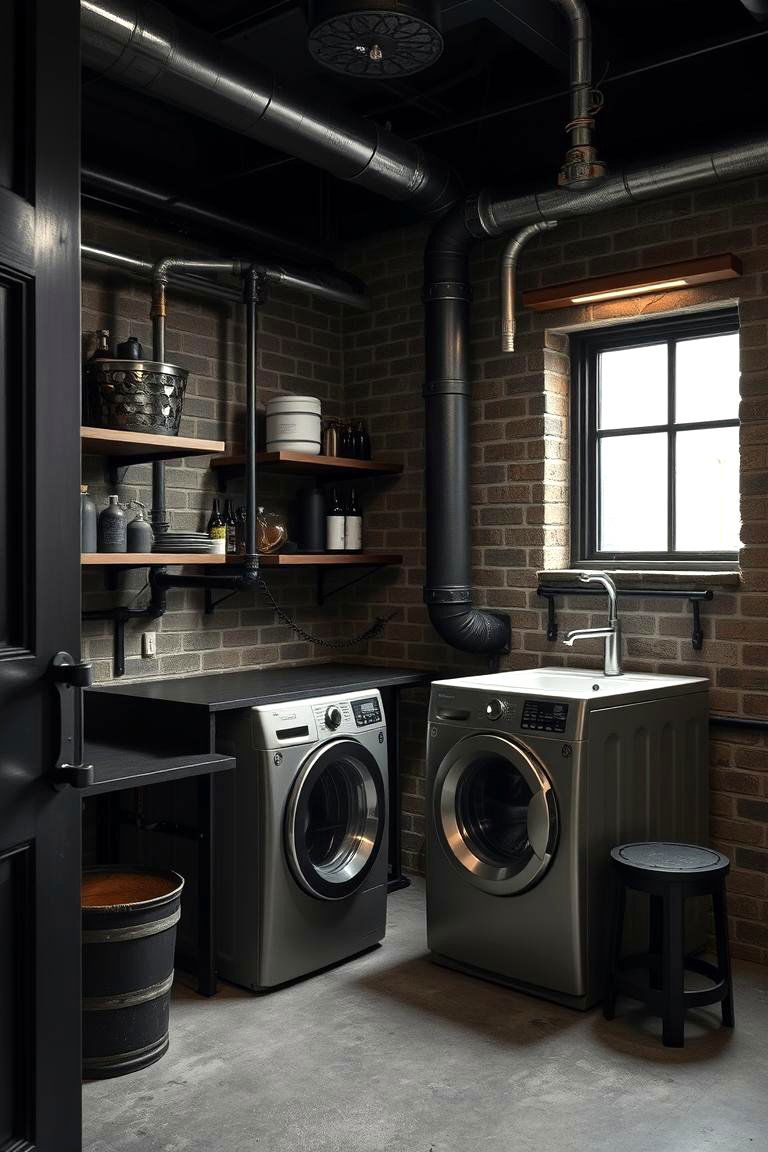 Industrial Black Accents - 24 black laundry room ideas