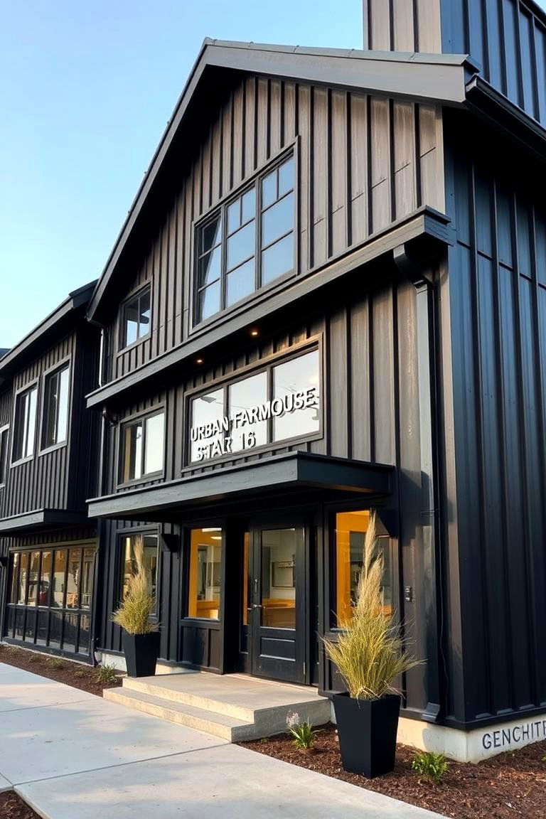 Industrial Black Accents - 24 Black Modern Farmhouse Exterior Design Ideas
