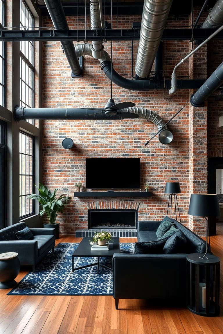 Industrial Black Vibes - 24 Black Living Room Ideas