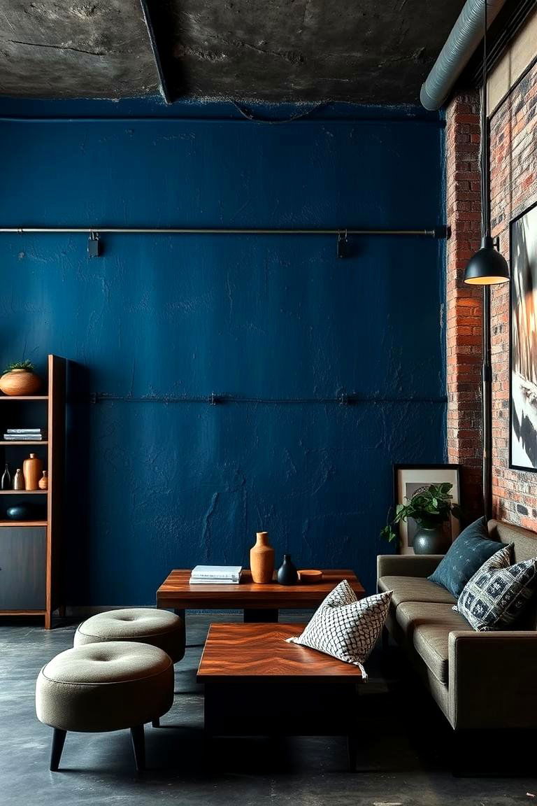 Industrial Blue Edge - 24 Blue Accent Wall Ideas