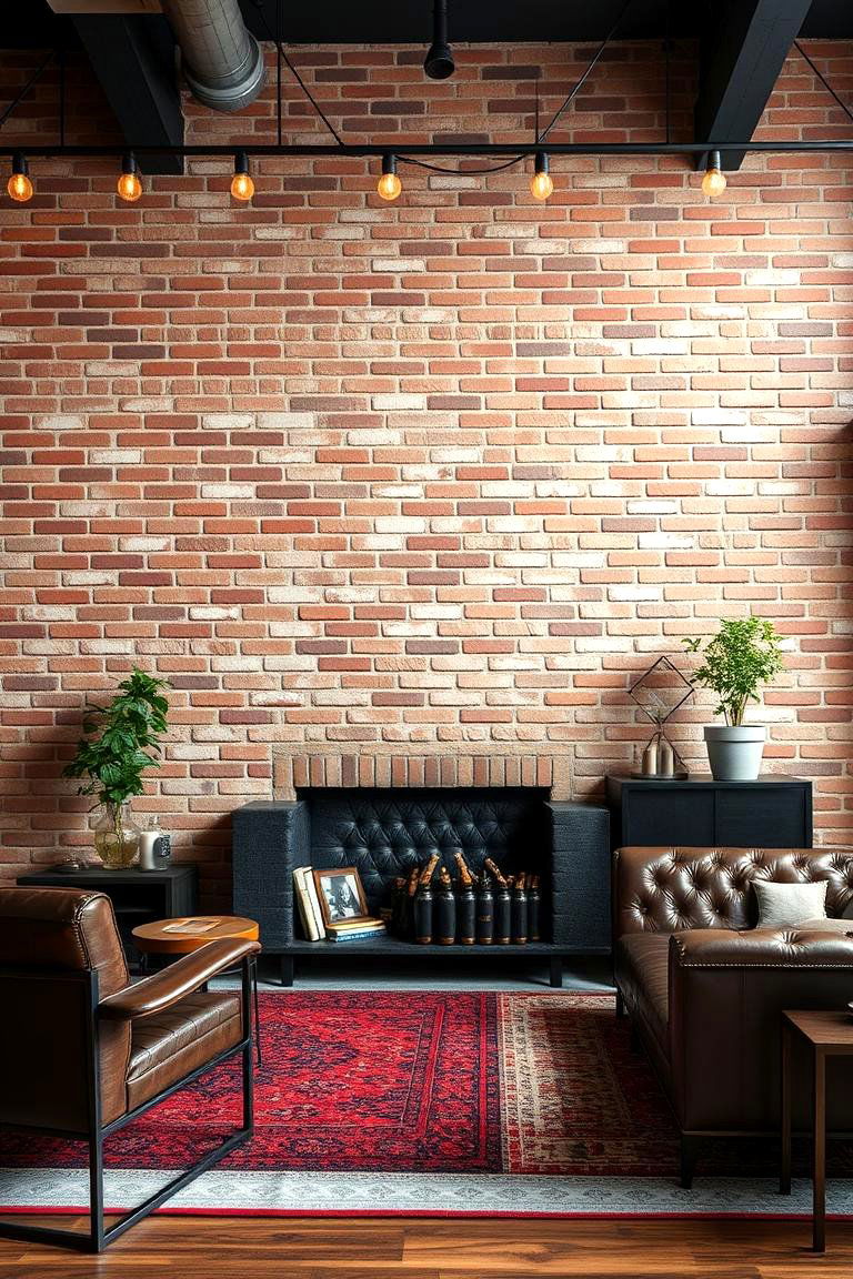 Industrial Brick Exposure - 24 Living Room Accent Wall Ideas