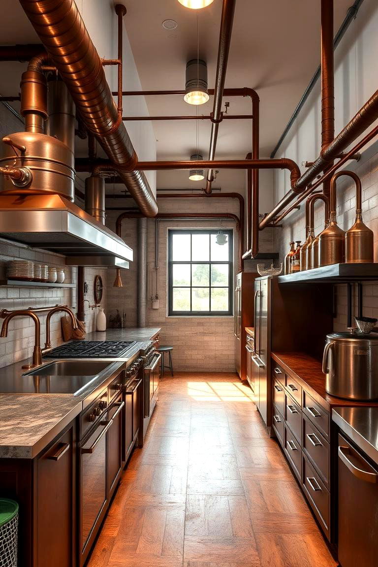 Industrial Brown Metal Fixtures - 24 Brown Kitchen Ideas